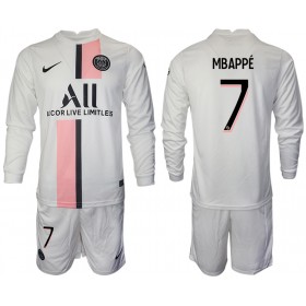 Paris Saint-Germain PSG Kylian Mbappé 7 Fodboldtrøjer Børn Udebanesæt 2021/22 Langærmet